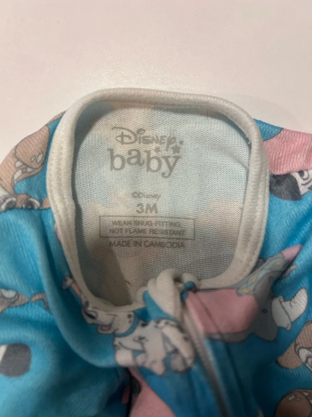 Disney Blue Animal Print One-Piece Footie Pajamas